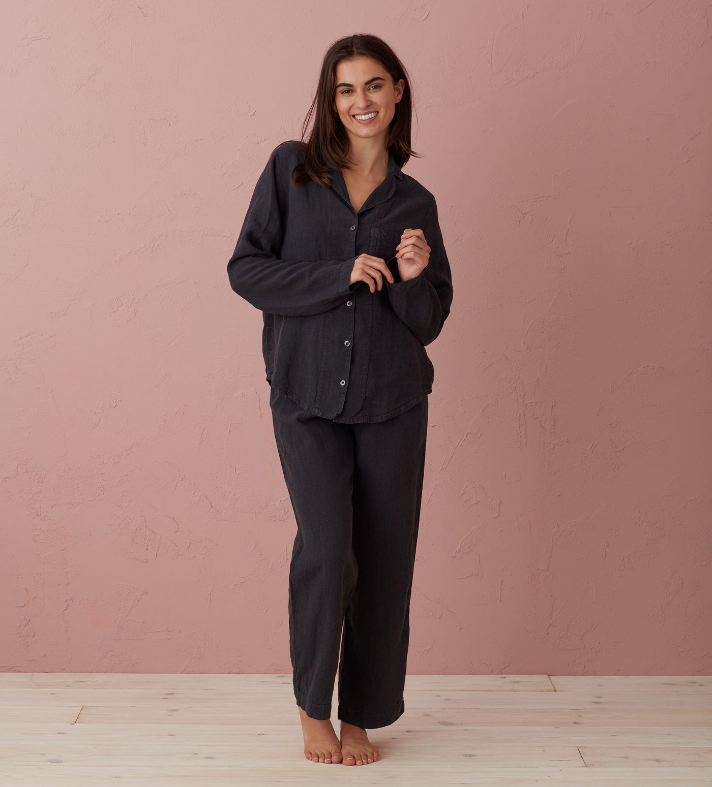 Graphite Polly 100% Linen Pyjama Top