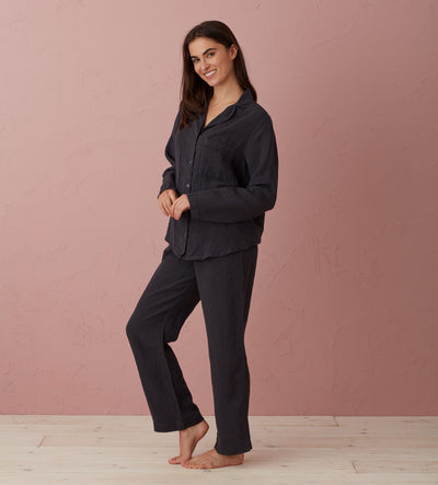 Graphite Polly 100% Linen Pyjama Top