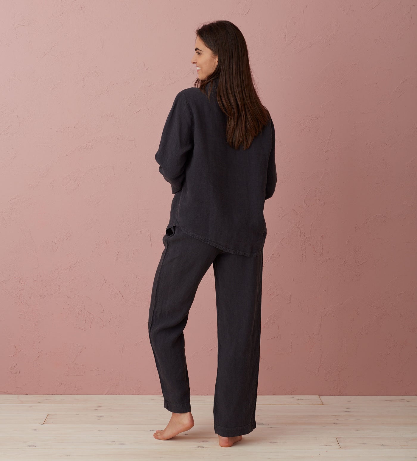 Graphite Polly 100% Linen Pyjama Top