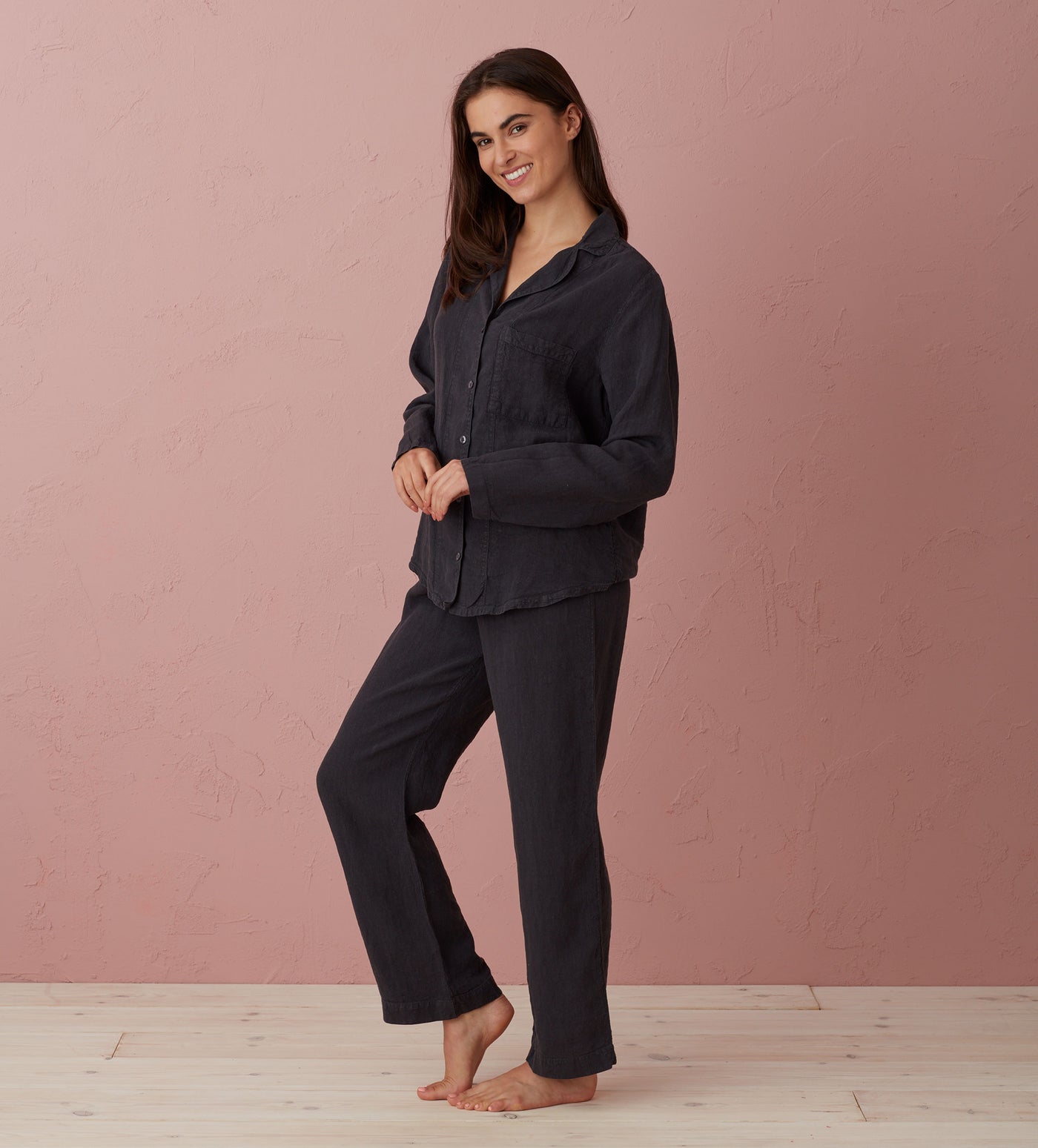 Graphite Tilly 100% Linen Pyjama Bottoms