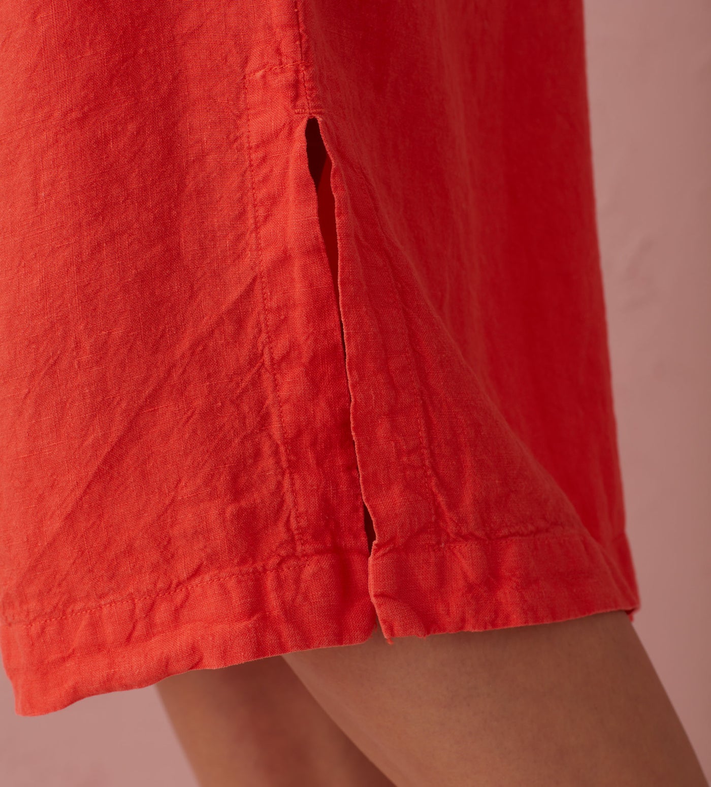 Hot Coral 100% Linen Nightwear