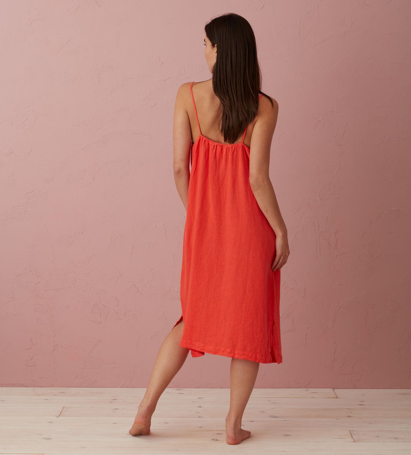 Hot Coral 100% Linen Nightwear