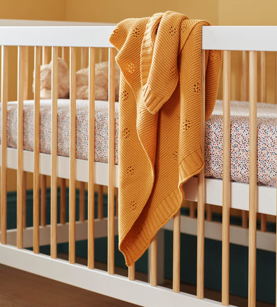 Mustard Yellow Bailey 100% Organic Cotton Knitted Baby Blanket