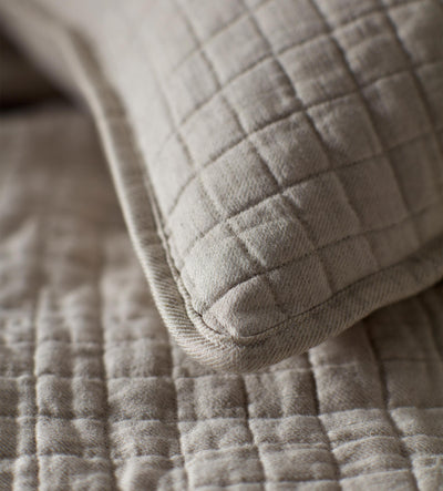 Natural Rebecca Cotton Linen Quilted Throw