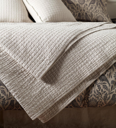 Natural Rebecca Cotton Linen Quilted Throw