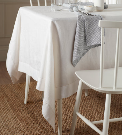 Off White Twill Cotton Linen Tablecloth