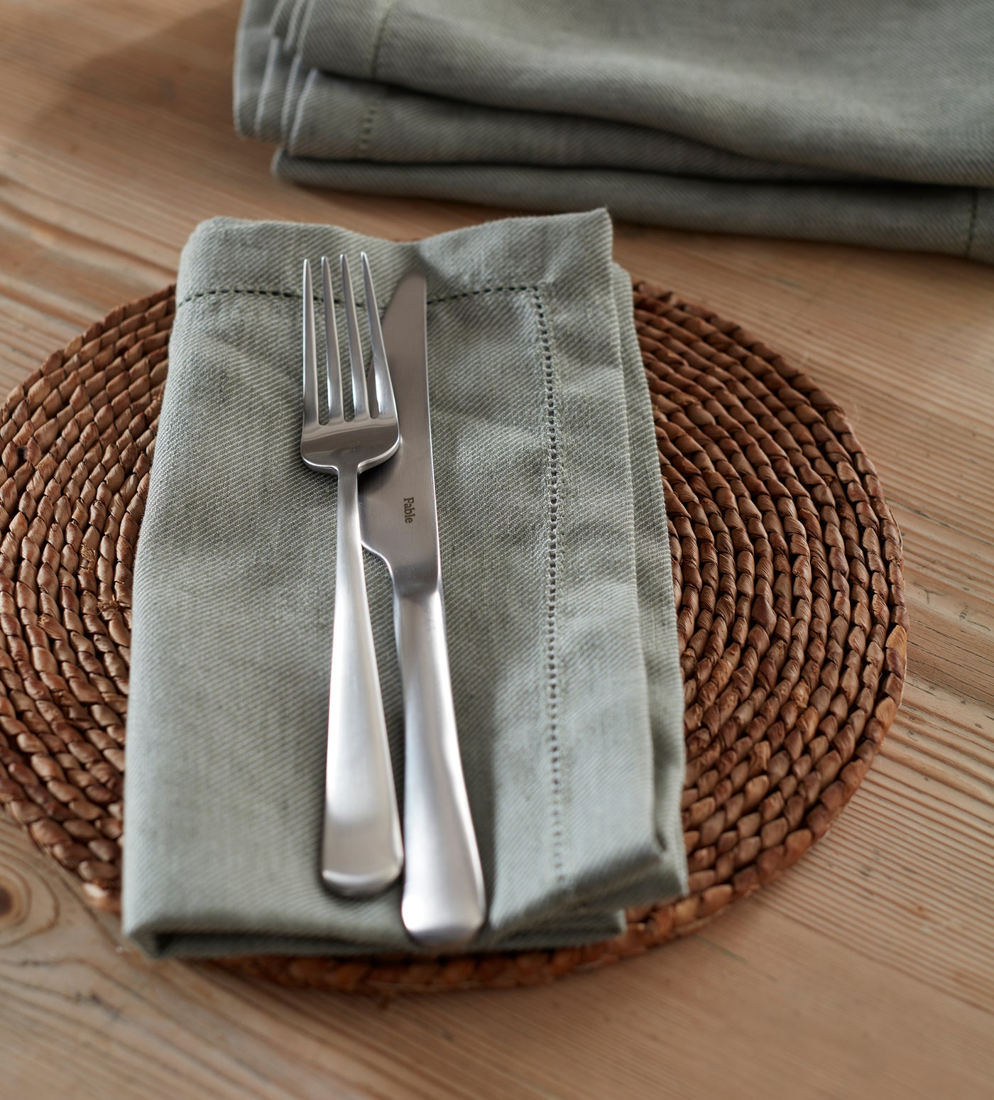 Olive Green Cotton Linen Napkins - Set of 4