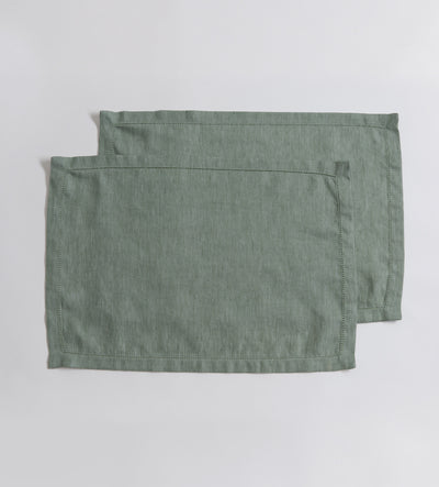 Olive Green Twill Cotton Linen Placemats