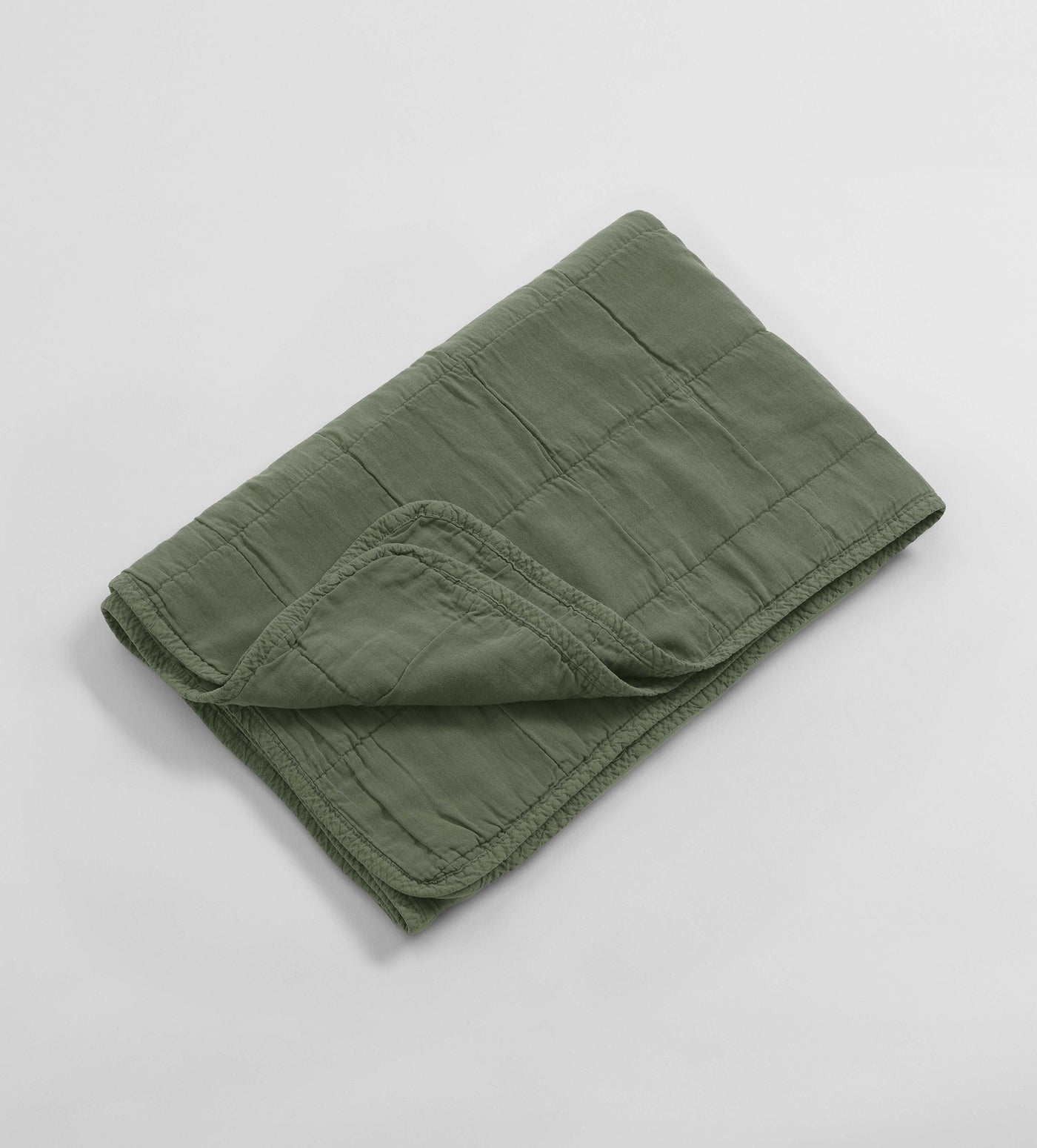 Olive Green Little Finn 100% Cotton Quilted Throw