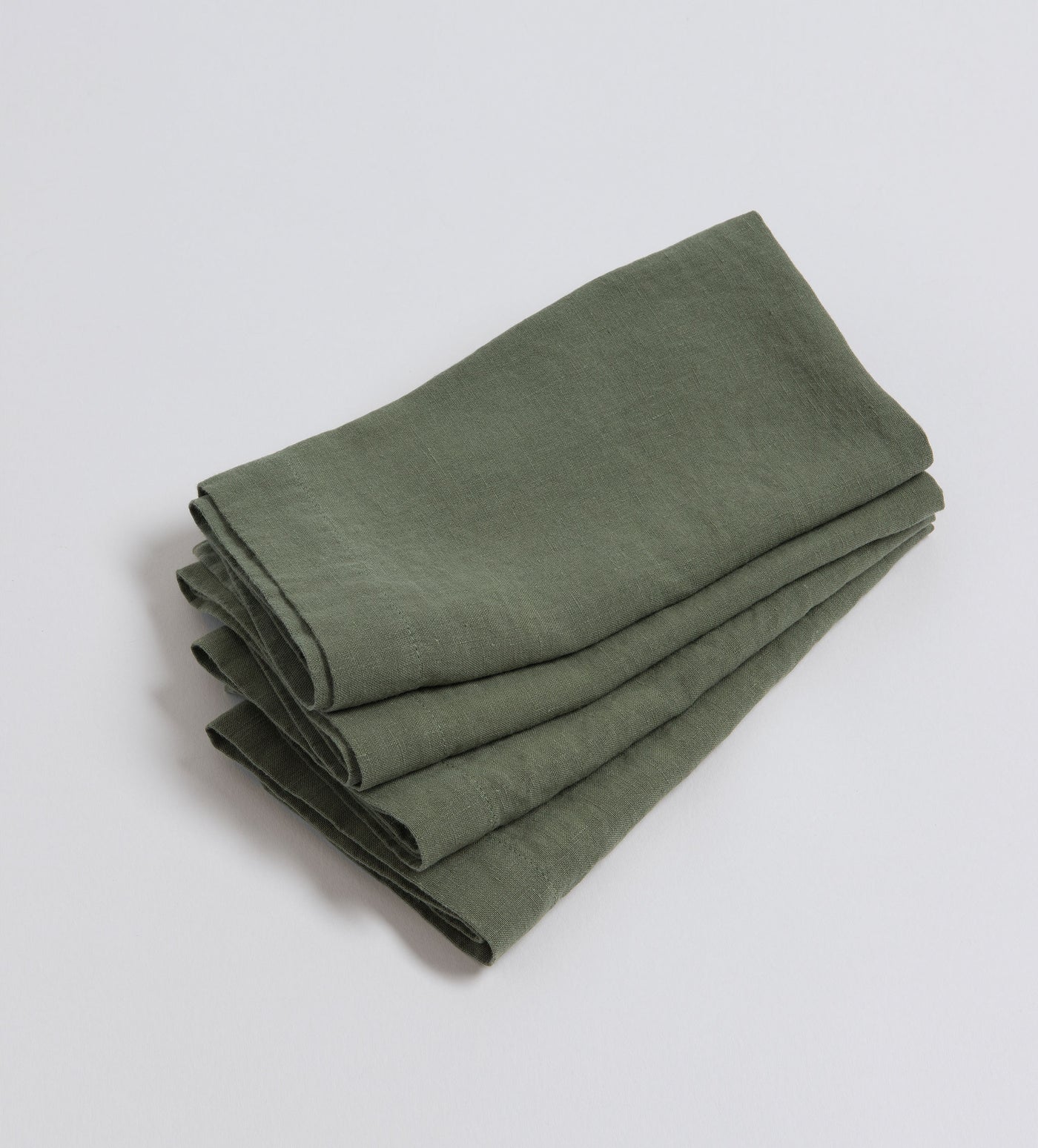 Olive Green 100% Linen Napkins - Set of 4