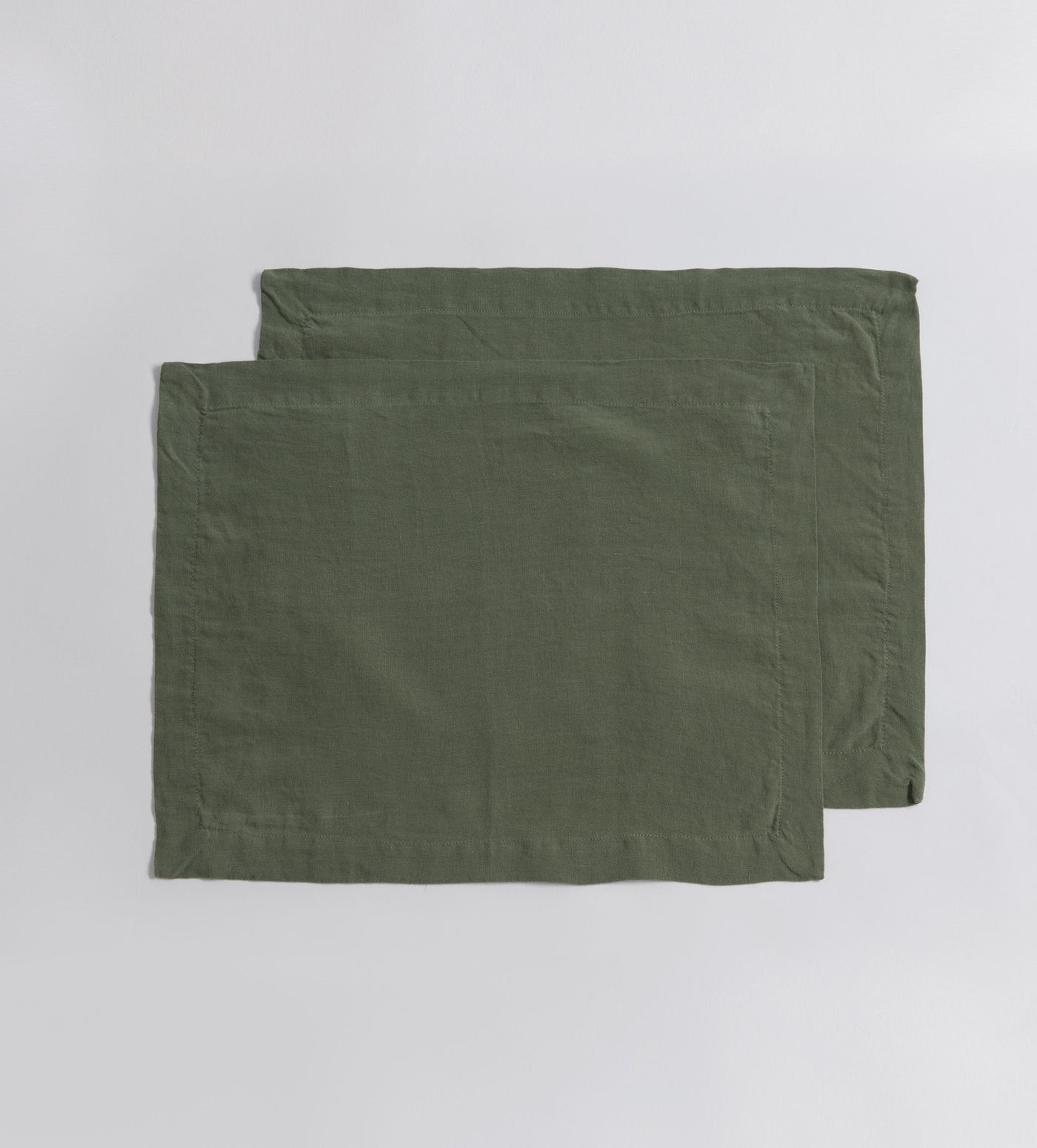 Olive Green 100% Linen Placemats - Set of 2