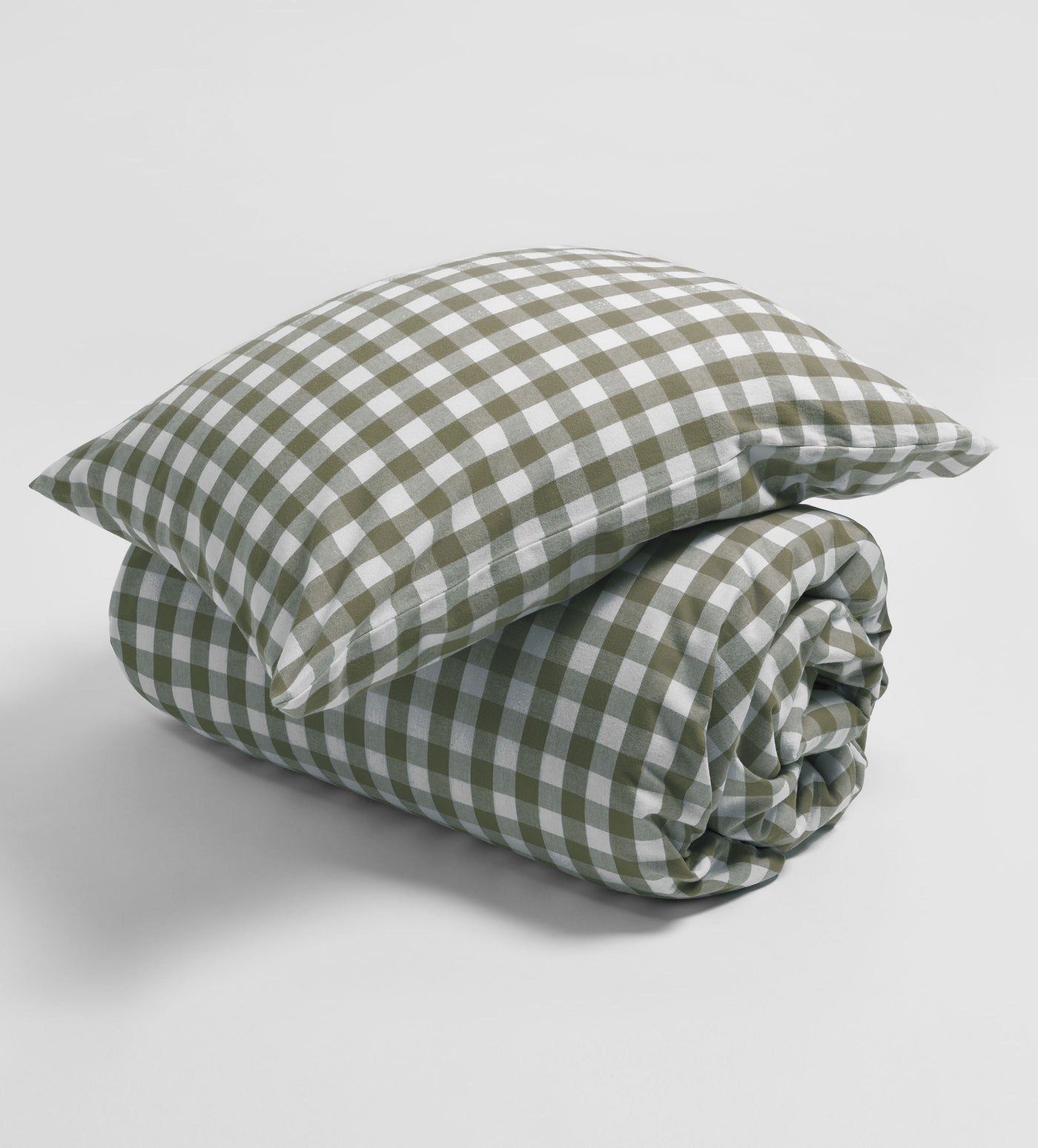 Olive Green Gilbert Gingham Brushed 100% Organic Cotton Bed Linen