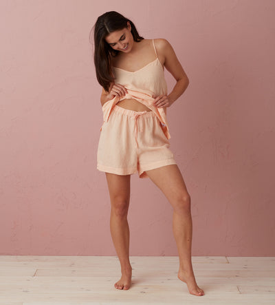 Peach 100% Linen Nightwear