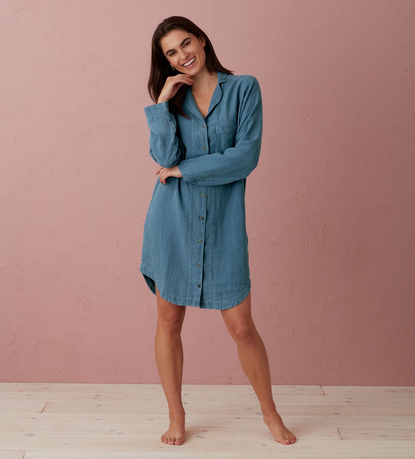 Peacock Bella 100% Linen Nightshirt