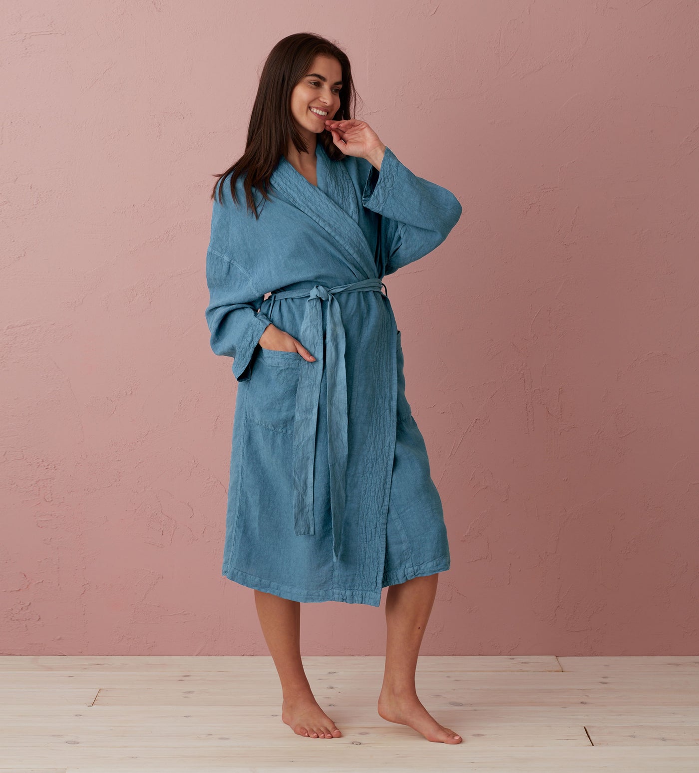 Peacock Layla 100% Linen Robe