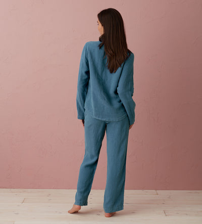 Peacock Tilly 100% Linen Pyjama Bottoms