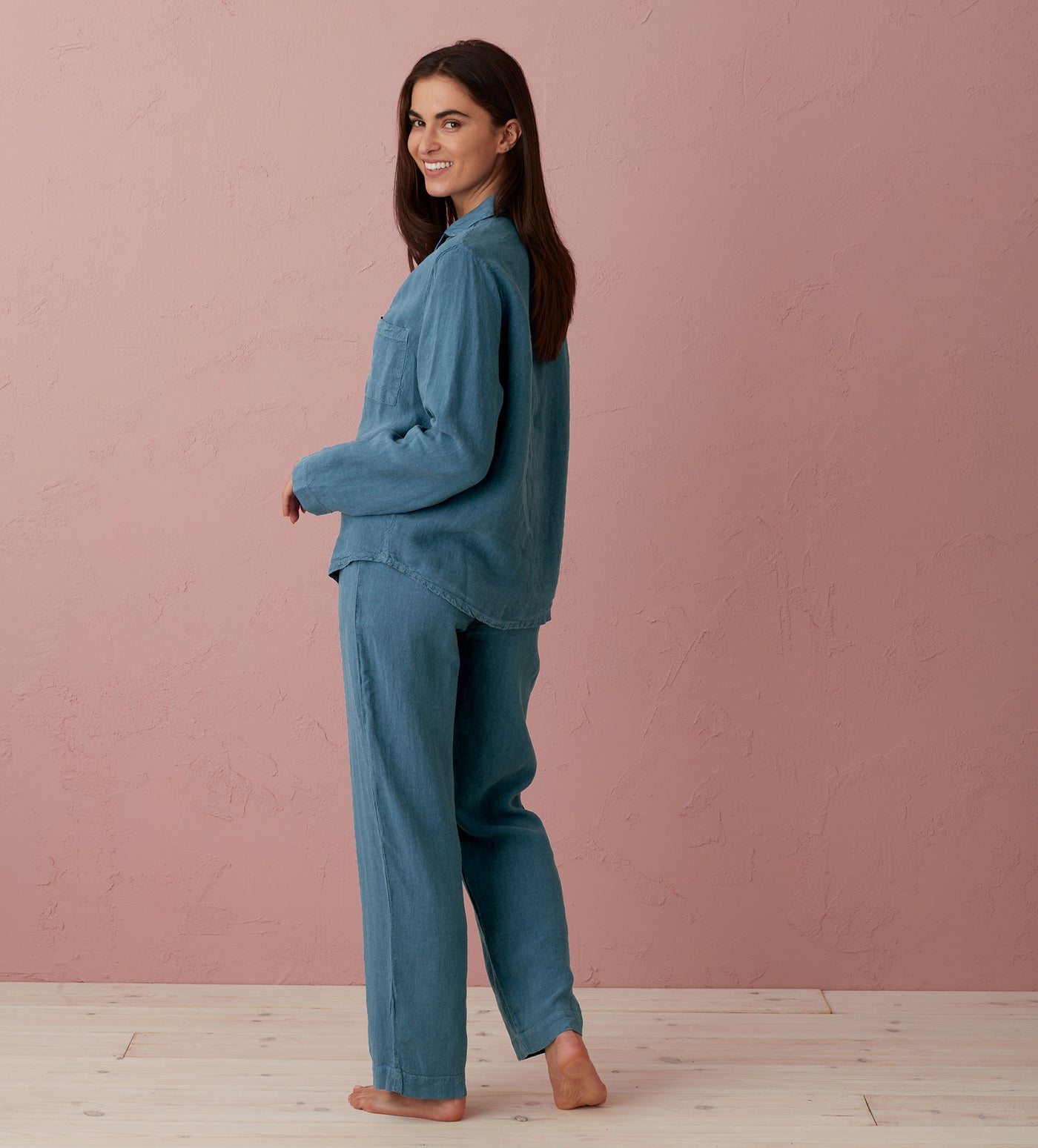 Peacock Tilly 100% Linen Pyjama Bottoms