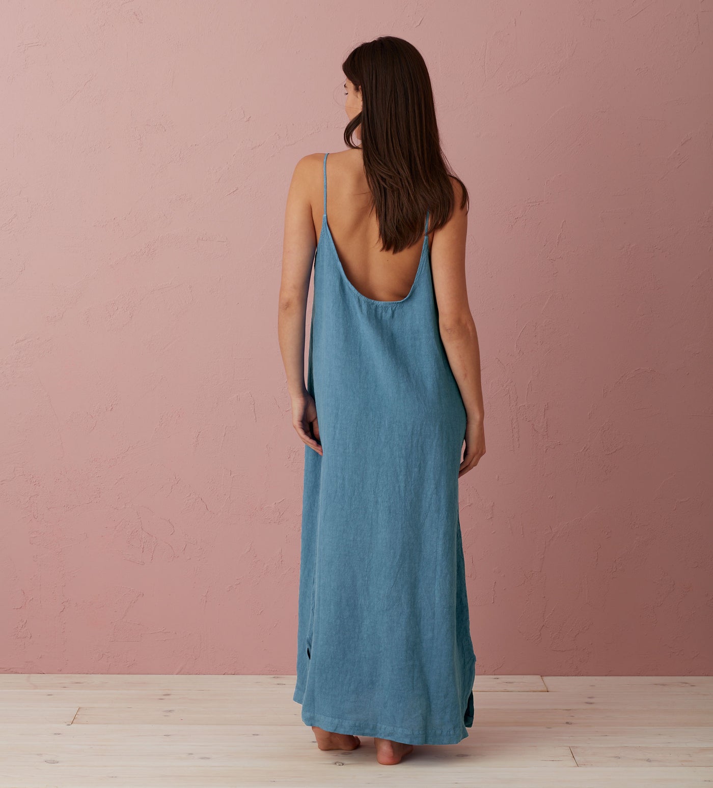 Peacock Willa 100% Linen Long Cami Nightie