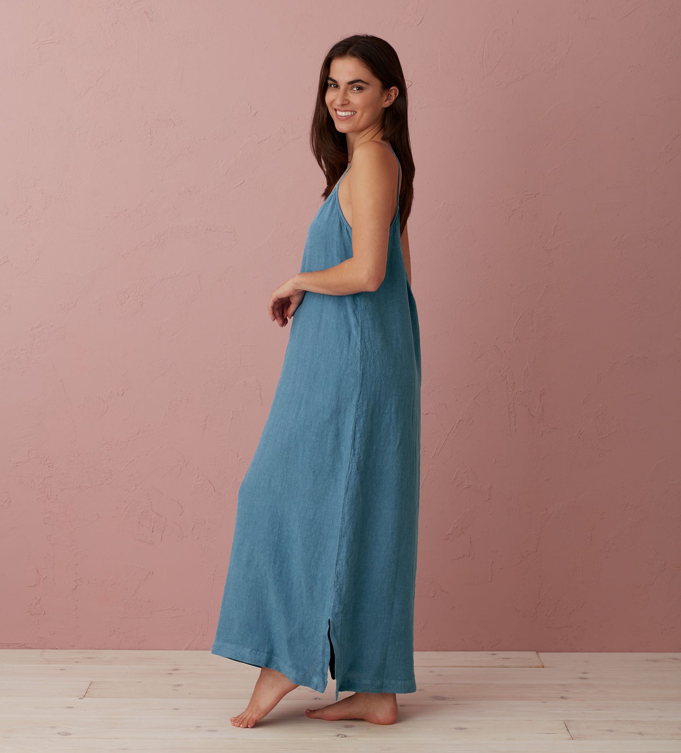 Peacock Willa 100% Linen Long Cami Nightie