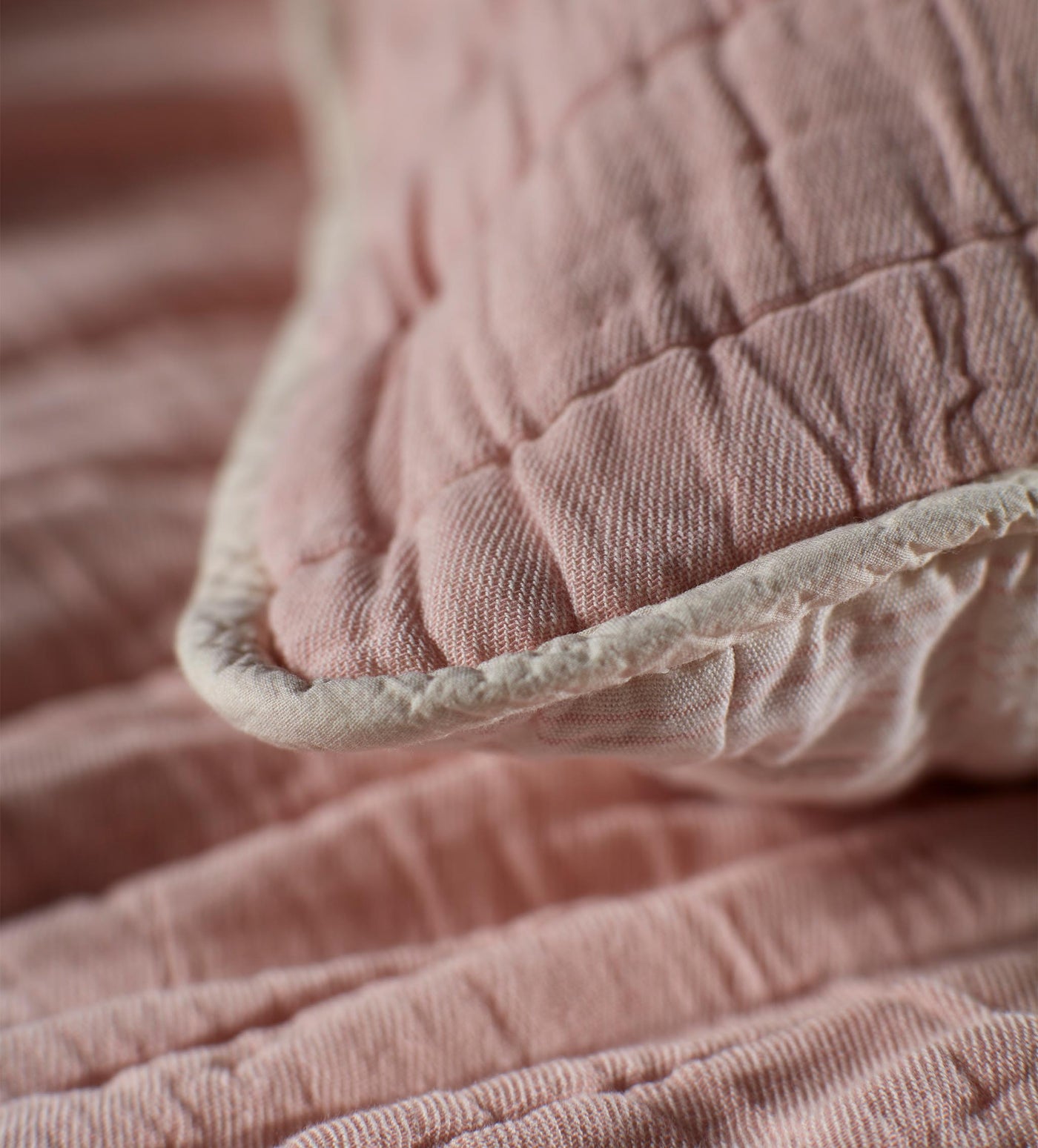 Blush Pink Vivienne 100% Cotton Quilted Cushion Cover