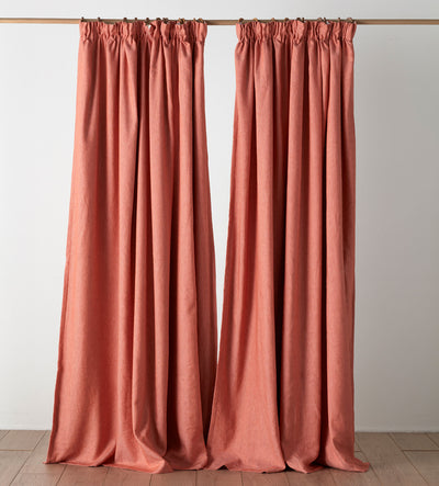 Spice Twill Cotton Linen Blackout Pencil Pleat Curtains (Pair)