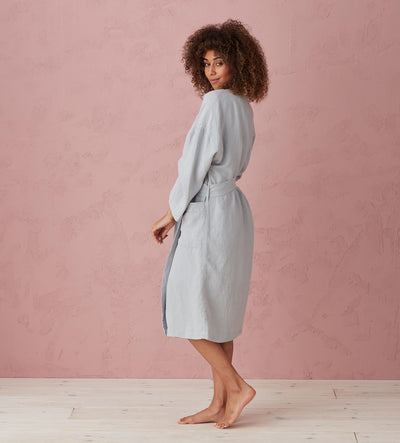 Stone Grey Layla 100% Linen Robe