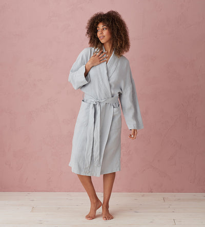 Stone Grey Layla 100% Linen Robe