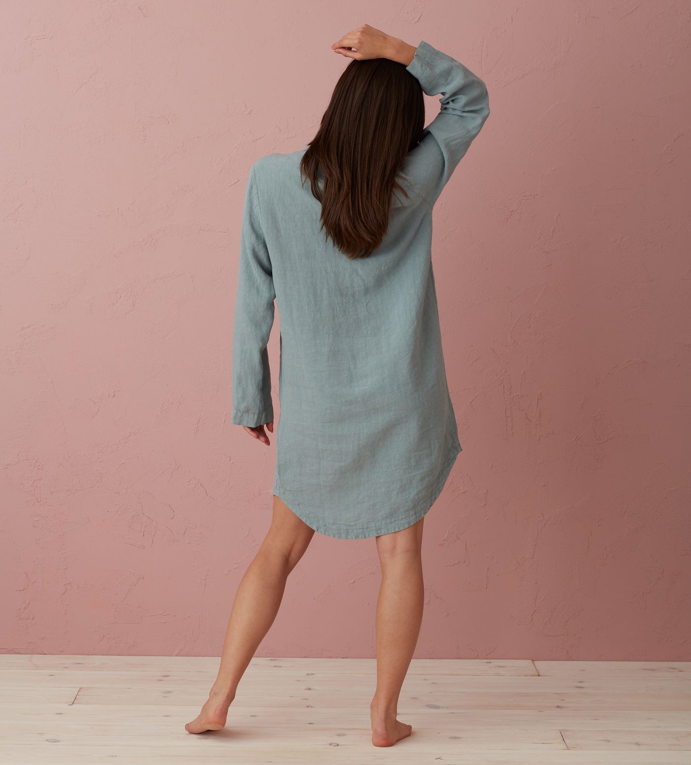 Teal Bella 100% Linen Nightshirt