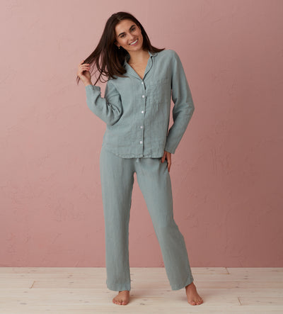 Teal Tilly 100% Linen Pyjama Bottoms