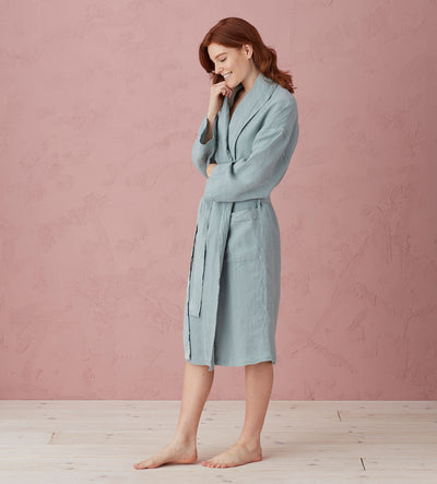 Teal Layla 100% Linen Robe