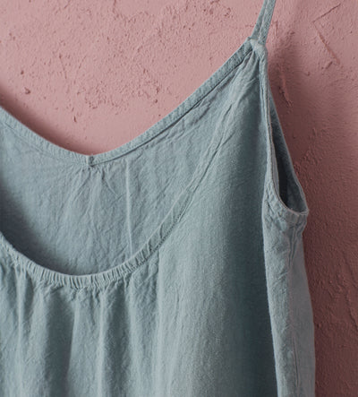 Teal Willa 100% Linen Long Cami Nightie