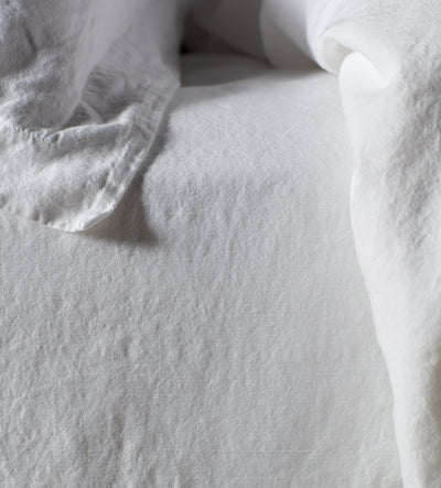 White Cotton Linen Fitted Sheet