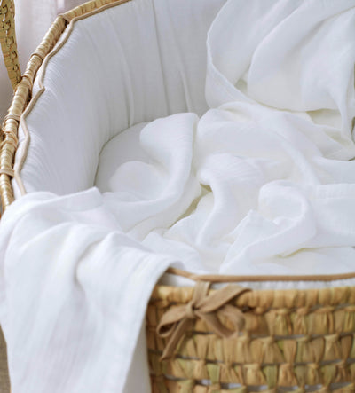 White 100% Organic Cotton Muslin Swaddle Blanket