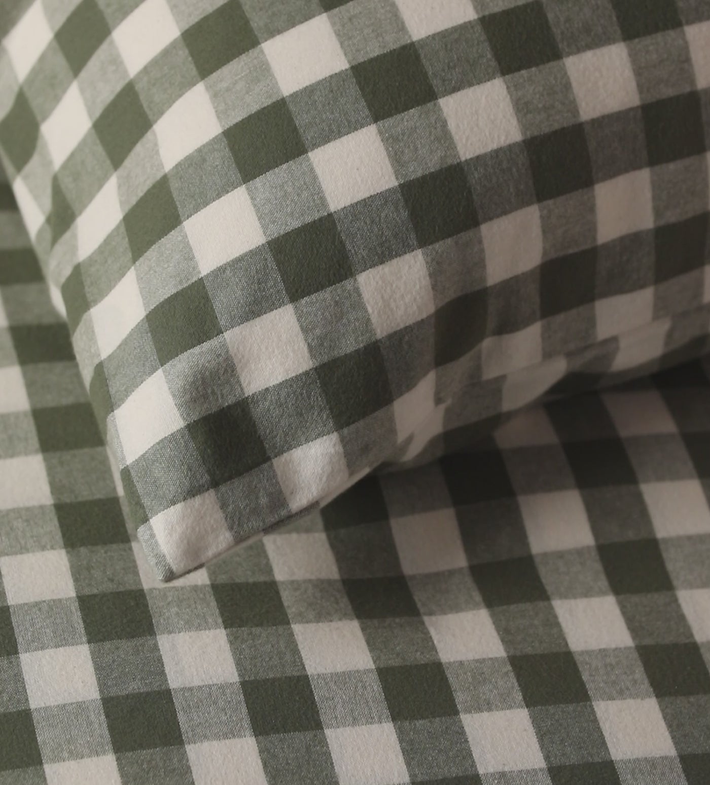 Olive Green Gilbert Gingham Brushed 100% Organic Cotton Bed Linen