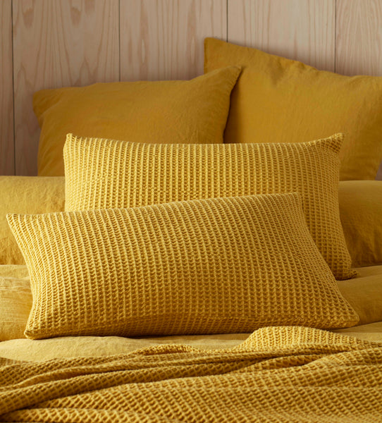 Hoxton Yellow Waffle Cushion in 2023  Waffle cushion, Yellow cushions,  Pink cushions