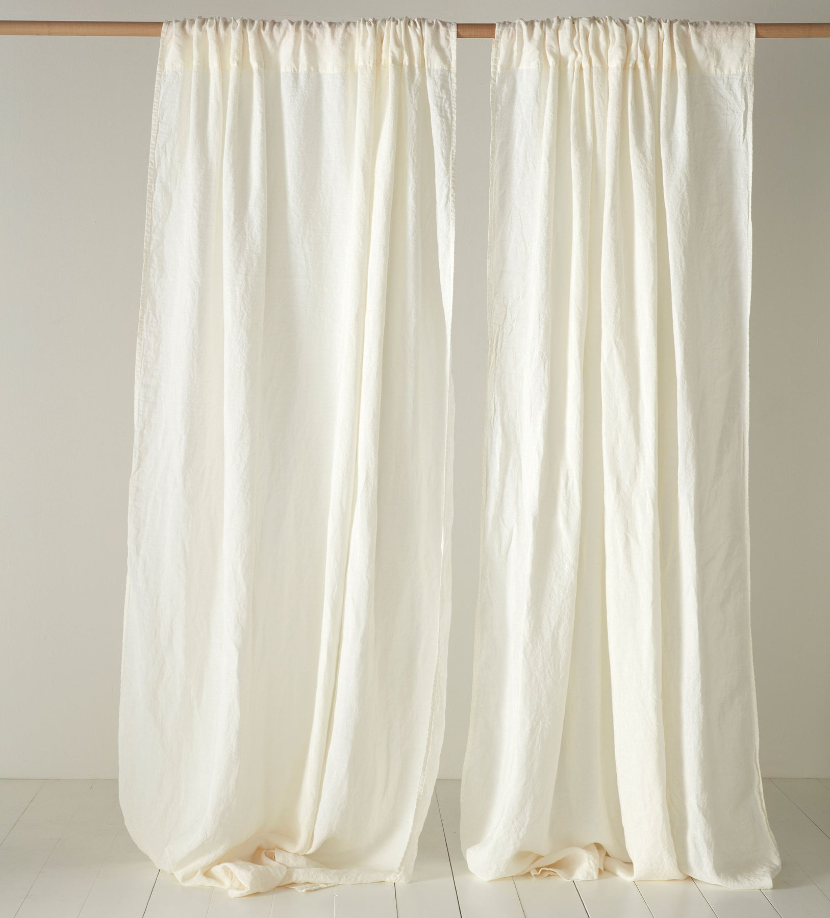 Cream 100% Linen Loop Top Curtain (Single) | Secret Linen Store