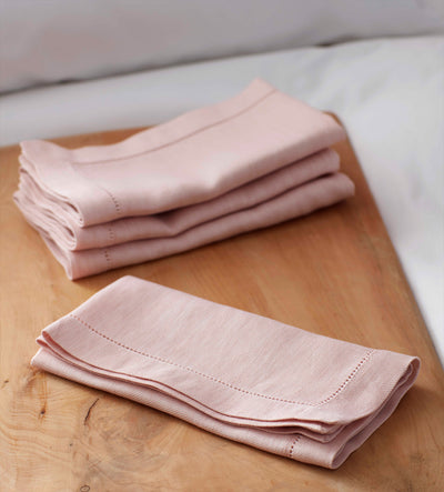 Blush Pink Cotton Linen Napkins - Set of 4