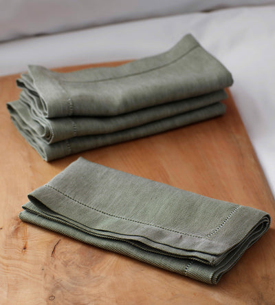 Olive Green Cotton Linen Napkins - Set of 4