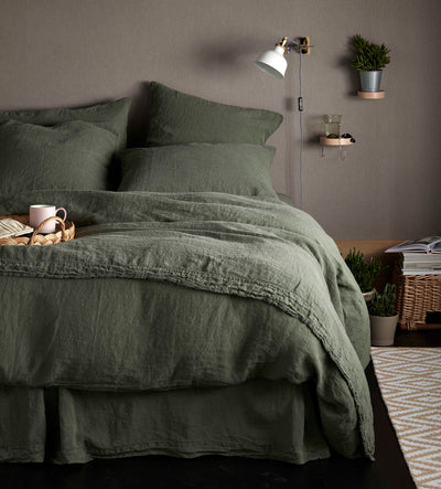 Olive Green 100% Linen Bedding