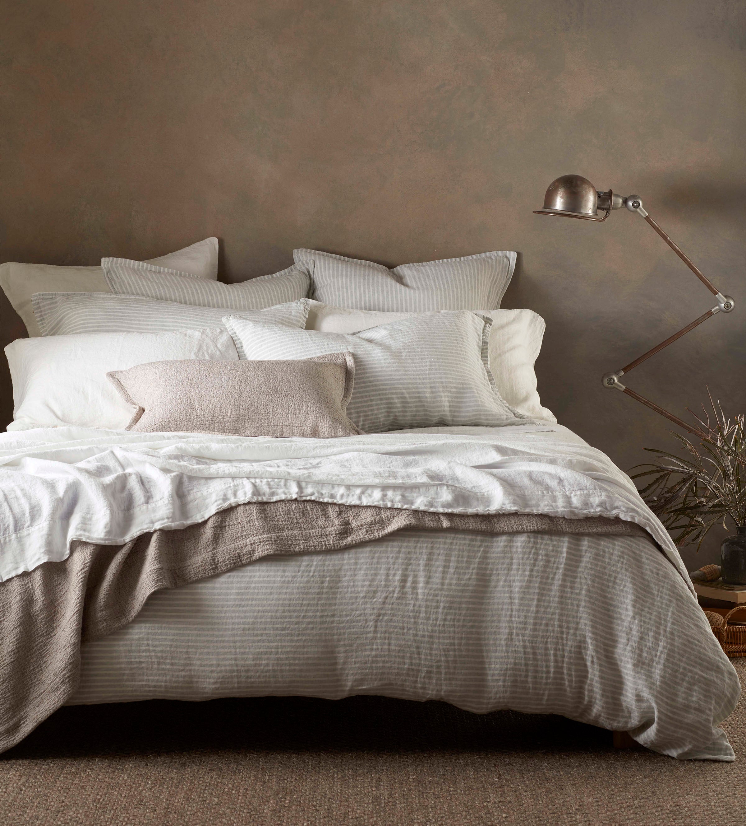 Sage Stripe 100% Linen Bedding | Secret Linen Store