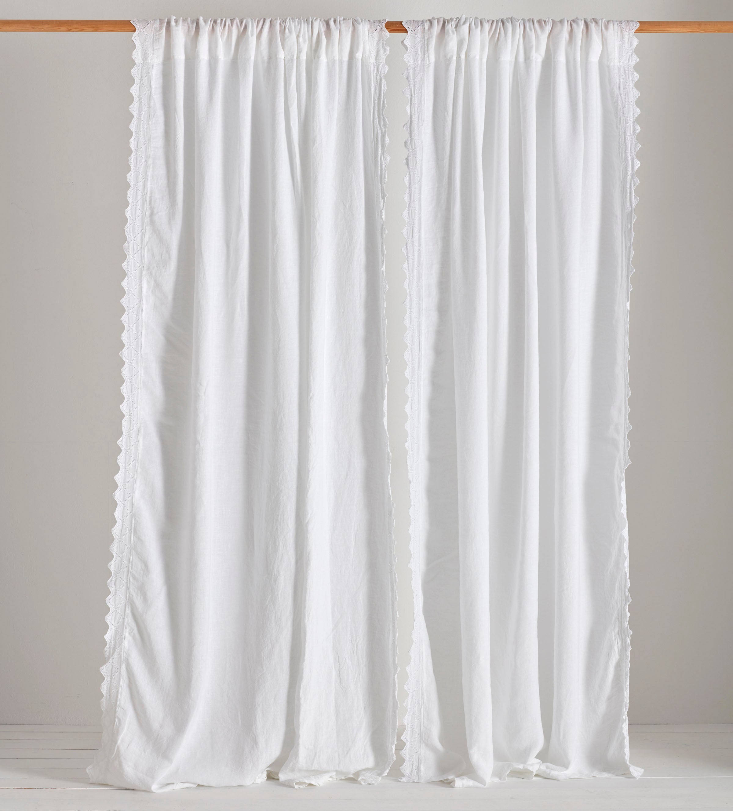 Violet White 100% Linen Loop Top Curtain (Single) | Secret Linen Store